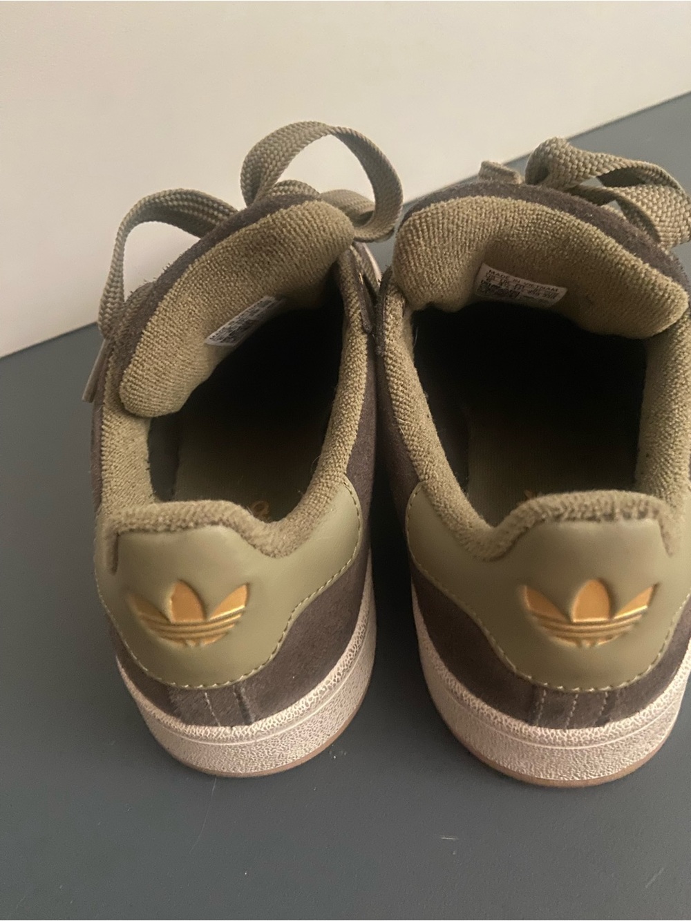 adidas Brown Suede Sneakers with Gold Accents - Picture 3 of 5